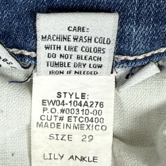 Ética Lily Ankle Jeans Size 29 Blue Distressed Paint Splatter Stretch Denim - Picture 6 of 11